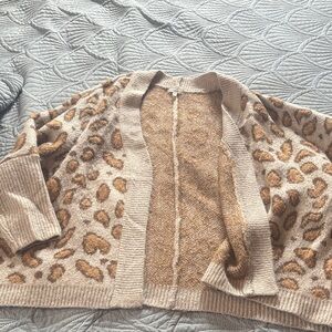 Maurices Leopard-Print Open-Front Cardigan - Beige and Brown
